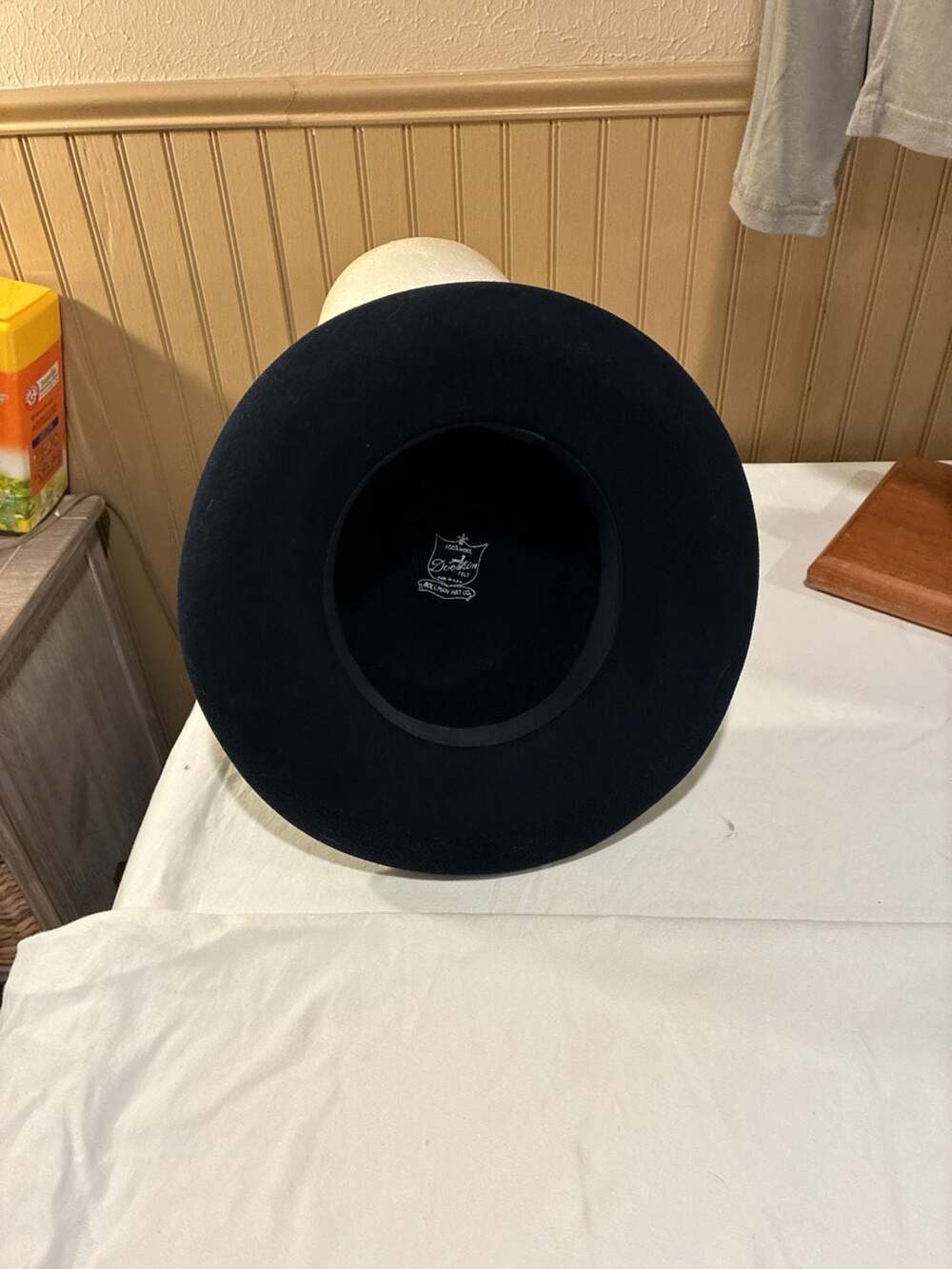 Decatur Felt Black Wool Felt Hat with Velvet Ribbon Trim